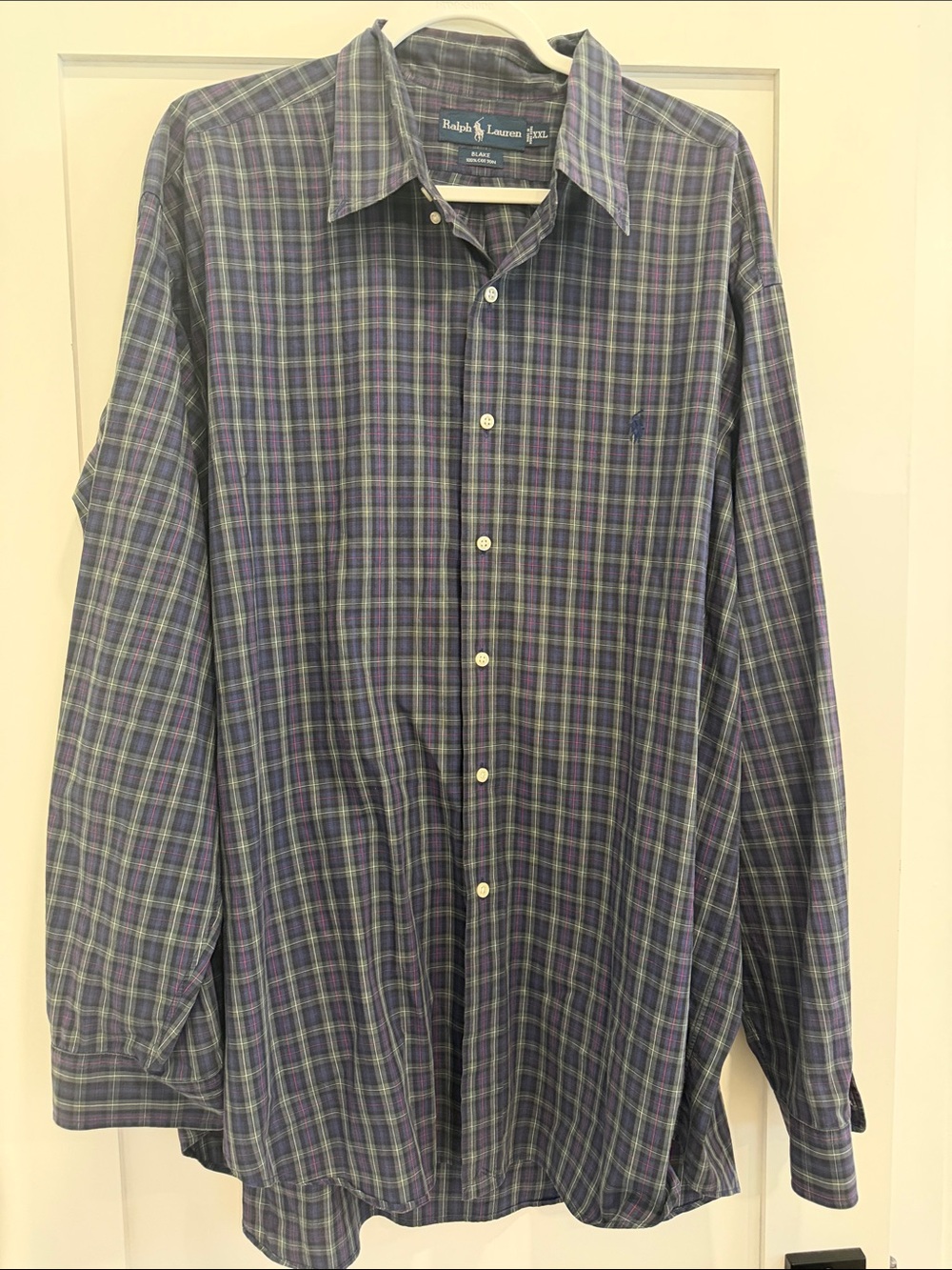 Ralph Lauren Blake XXL Plaid Long Sleeve Button Down Shirt 100% Cotton
